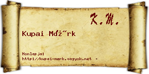 Kupai Márk névjegykártya